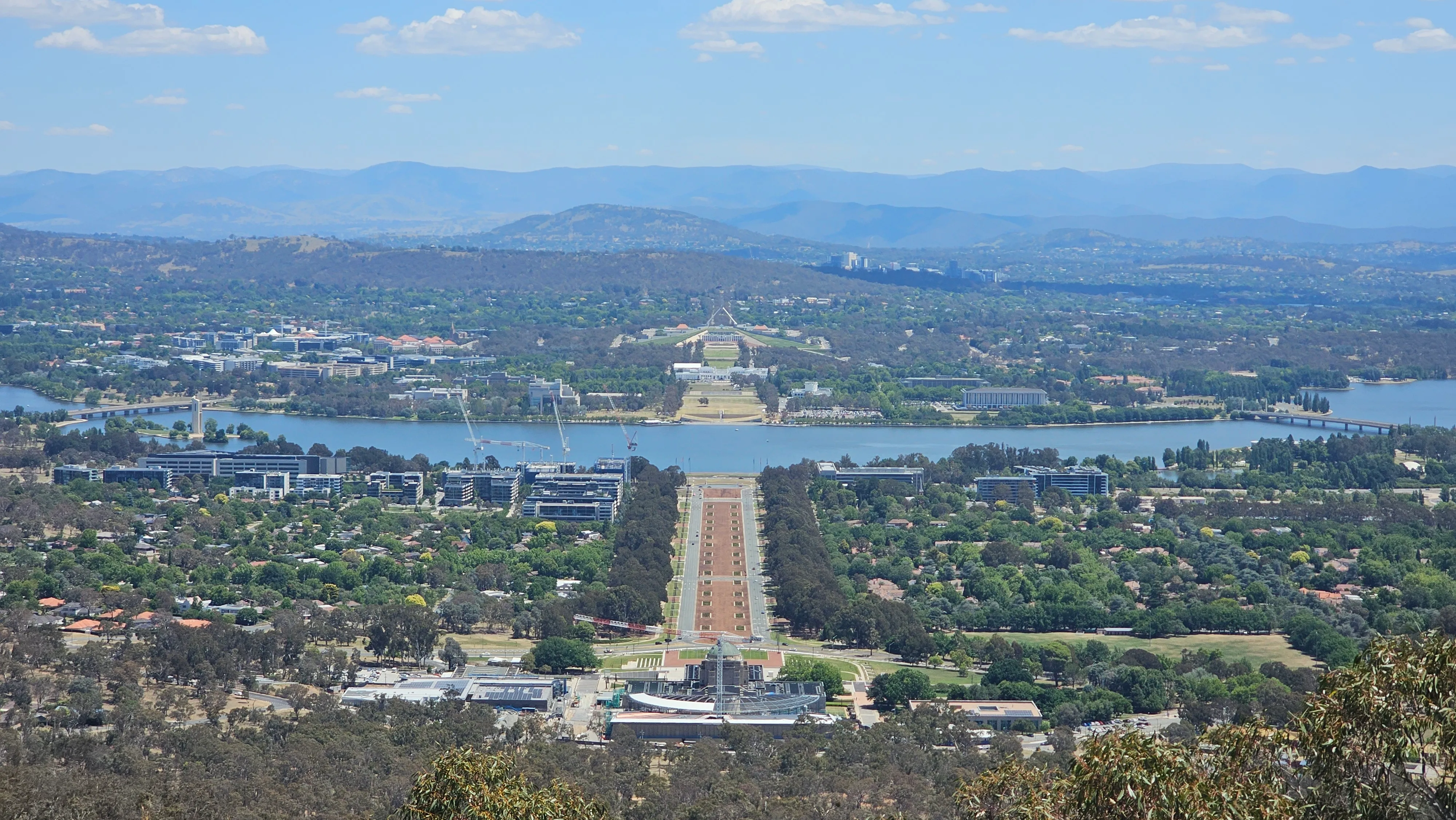 View of Canberra from the top of Mount Ainslie.